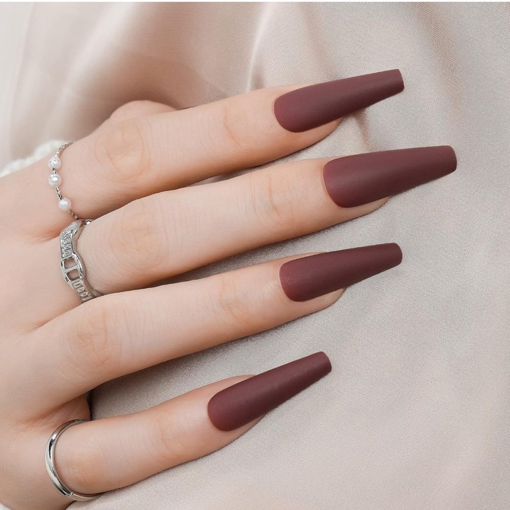BUNDLE ANY 3 FOR $25 Wine 🍷 color - Press on Gel Nails- New Set 💅